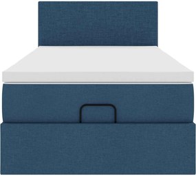 vidaXL Οθωμανικό κρεβάτι με στρώμα μπλε 90x200cm ύφασμα