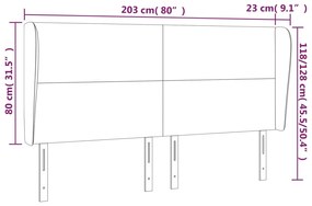 Κεφαλάρι με Πτερύγια Ανοιχτό Γκρι 203x23x118/128 εκ. Υφασμάτινο 3117698