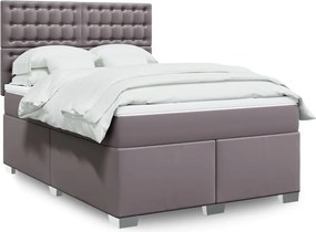 vidaXL Κρεβάτι Boxspring με Στρώμα Γκρι 140x200εκ. από Συνθετικό Δέρμα
