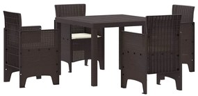 vidaXL Σέτ φαγητού για κήπο 5 pcs Καφέ Πολυπροπυλένιο
