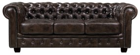 Καναπές Τριθέσιος CHESTERFIELD Leather Καφέ Σκούρο 201x92x72cm