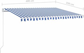 vidaXL Τέντα Συρόμενη Χειροκίνητη Μπλε / Λευκό 400 x 350 εκ.