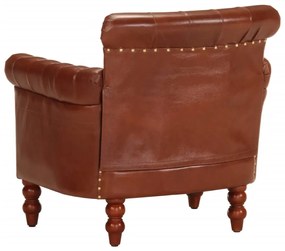 vidaXL Πολυθρόνα Καφέ από Γνήσιο Δέρμα Κατσίκας