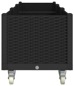 vidaXL Ζαρντινιέρα Κήπου με Ροδάκια Μαύρο 240x50x54 εκ. Πολυπροπυλένιο