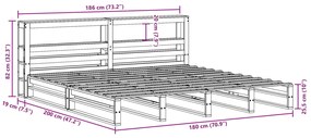 Σκελετός Κρεβατιού Χωρίς Στρώμα 180x200 εκ Μασίφ Ξύλο Πεύκου - Καφέ