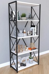 Stewehome Μεταλλική βιβλιοθήκη με 5 ράφια Λευκό 70x34x157 cm