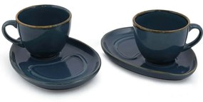Φλυτζάνια Καφέ Με Πιατάκια (Σετ 4Τμχ) 275KRM1495 215ml Blue Hermia Κεραμικό