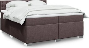 vidaXL Κρεβάτι Boxspring με Στρώμα Σκούρο Καφέ 200x200 εκ. Υφασμάτινο