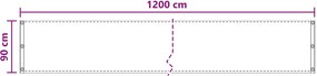 vidaXL Οθόνη Μπαλκονιού Μαύρο 90 x 1200 εκ HDPE και Αλουμίνιο