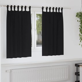 vidaXL Κουρτίνες με κουρτίνες 2 pcs Μαύρο Πολυεστέρας