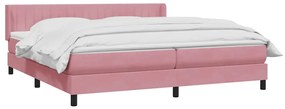 vidaXL Κρεβάτι Boxspring με Στρώμα Ροζ 180x210 εκ. Βελούδινο