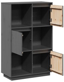 vidaXL Ντουλάπι Ψηλό Γκρι 74 x 35 x 117 εκ. από Μασίφ Ξύλο Πεύκου