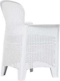 vidaXL Σετ Τραπεζαρίας Εξ. Χώρου 7 τεμ. Λευκό με Όψη Ρατάν Πλαστικό