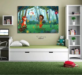Παιδικός πίνακας σε καμβά δάσος με αγοράκι KNV0297 80cm x 120cm