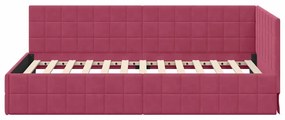 vidaXL Κρεβάτι Γωνίας με κεφαλάρι Μπορντό 90 x 200 cm Βελούδο