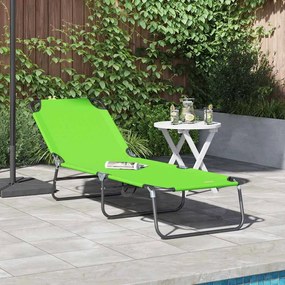 vidaXL Πτυσσόμενη ξαπλώστρα 1-πρόσωπο Πράσινο 56 x 189 x 87 εκ. ύφασμα