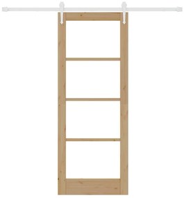 vidaXL Ολισθητή Πόρτα Χειροκίνητος Καφέ 78 x 202 εκ. Ξύλο και μέταλλο