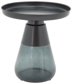 Intrahome Βοηθητικό τραπέζι Kunlo intrahome μαύρο μέταλλο-μαύρο γυαλί Φ50x53.5εκ | SKU: INTRAPA-212111214