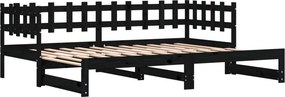 vidaXL Καναπές Κρεβάτι Συρόμενος Μαύρος 2x(90x190) εκ. από Μασίφ Πεύκο