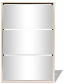 Παπουτσοθήκη Καθρέφτης 3 Επιπέδων Χρώμα Δρυς 63 x 17 x 102,5 εκ - Καφέ