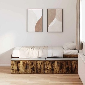 vidaXL Κρεβάτι Αποθήκευσης Καπνιστό Δρυς 100x200 εκ.