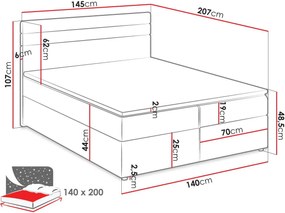 Επενδυμένο κρεβάτι Modena-Leuko - Gkri anoixto-140 x 200