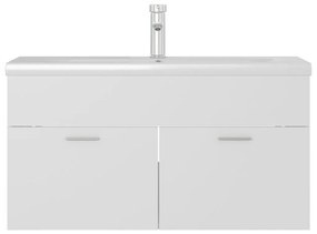Ντουλάπι Μπάνιου με Νιπτήρα Λευκό από Επεξεργασμένο Ξύλο - Λευκό