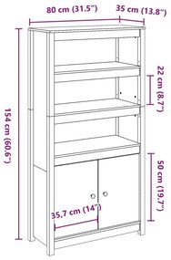 Ντουλάπι Μαύρο 80x35x154 εκ. από Μασίφ Ξύλο Πεύκου - Μαύρο