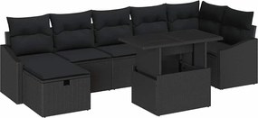 vidaXL Σετ Καναπέ Κήπου με μαξιλάρι 8 pcs Μαύρο Πολυ ράταν
