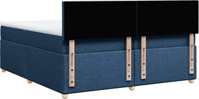 vidaXL Κρεβάτι Boxspring με Στρώμα Μπλε 200x200 εκ. Υφασμάτινο