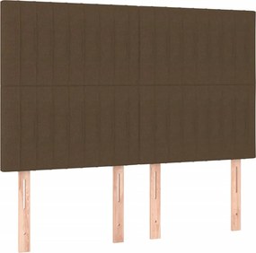 vidaXL Κρεβάτι Boxspring με Στρώμα &amp; LED Σκ.Καφέ 140x190εκ. Υφασμάτινο