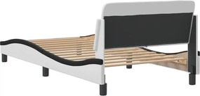 vidaXL Πλαίσιο Κρεβατιού Dover Λευκό/Μαύρο 100x200εκ.Συνθ. Δέρμα