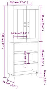 Ντουλάπι Γκρι Sonoma 69,5 x 34 x 180 εκ. Επεξεργασμένο Ξύλο - Γκρι