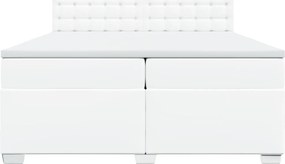 vidaXL Κρεβάτι Boxspring με Στρώμα Λευκό 200x200 εκ. Συνθετικό Δέρμα