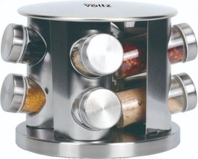 Σετ μπαχαρικών Oliver Voltz OV51217A8, 4 πλευρές, 8 βαζάκια, περιστρεφόμενη βάση, ανοξείδωτο
