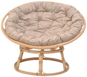 Καρέκλα - Πολυθρόνα Servey rattan pe σε φυσική απόχρωση-μπεζ μαξιλάρι Φ115x58 εκ. 115x115x58 εκ.