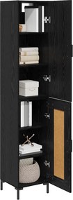vidaXL Highboard Μαύρη Οξυά 34,5 x 34 x 180 εκ. Επεξεργασμένο ξύλο