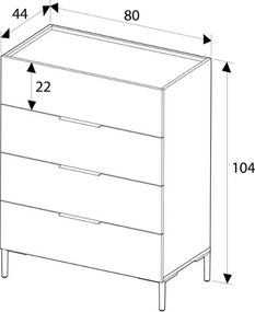 Συρταριέρα Oryana Megapap χρώμα καρυδί 80x44x104εκ.