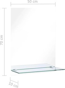 vidaXL Καθρέφτης Τοίχου με Ράφι 50 x 70 εκ. από Ψημένο Γυαλί