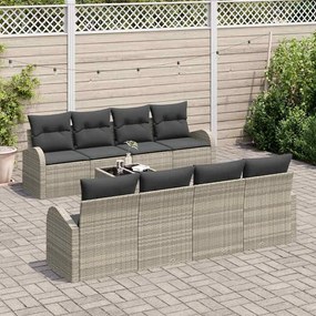 vidaXL Σετ Καναπέ Κήπου με μαξιλάρι 9 pcs Ανοιχτό Γκρι, Σκούρο Γκρι