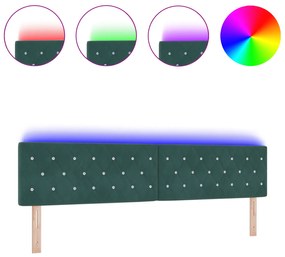 vidaXL LED Κεφαλάρι με Διαμαντένια Κουμπάκια Σκούρο Πράσινο 100 εκ.