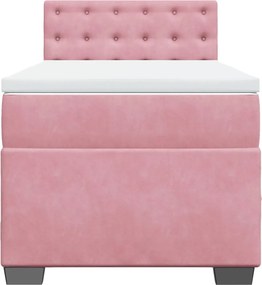 vidaXL Κρεβάτι Boxspring με Στρώμα Ροζ 80 x 200 εκ. Βελούδινο