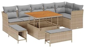 vidaXL Σετ Καναπέ Κήπου 9 pcs Μπεζ συνθετικό ρατάν