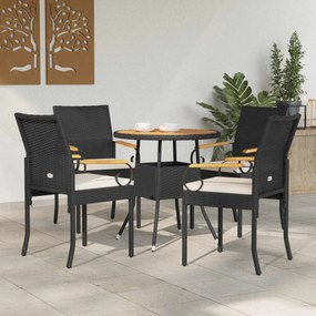 vidaXL Καρέκλες Κήπου με μαξιλάρι 4 pcs Μαύρο και Κρεμ Λευκό