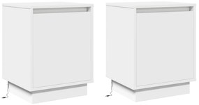 vidaXL Κομοδίνα με LED Φώτα 2 τμχ Λευκό 39x34,5x50 εκ.