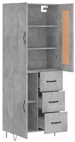 vidaXL Ντουλάπι Γκρι Σκυροδέματος 69,5x34x180 εκ. Επεξεργασμένο Ξύλο