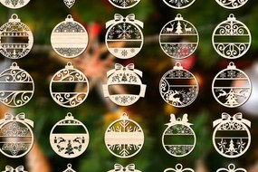 Σετ των 3 Intra απο ξύλο plywood 3mm-4mm πάχος Δέσμη Χριστουγεννιάτικου Στολίδι με 1 Δίασταση 8x8 cm INTRAFABR-76738367