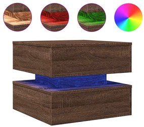 vidaXL Τραπεζάκι Σαλονιού με LED Καφέ Δρυς 50 x 50 x 40 εκ.
