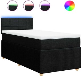 vidaXL Κρεβάτι Boxspring με Στρώμα Μαύρο 100 x 200 εκ. Υφασμάτινο