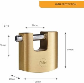 Κλείδωμα πλήκτρων Yale Ορθογώνιο Χρυσό